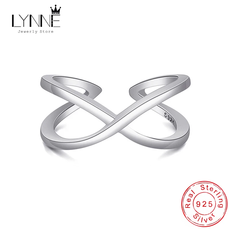 

New Fashion Delicate Double Layer Twist X Shape Ring 925 Sterling Silver Simple Cross Resizable Rings Women&Girl Jewelry Gift