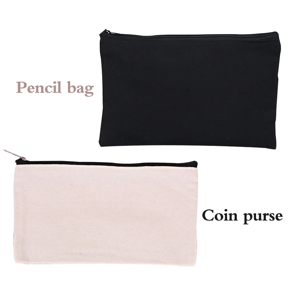 Student Pencil Case Canvas Zipper Cute Sleek Creative Blank Storage Bag Stationery Case Pencil Bag Pouch School Supplies DIY New