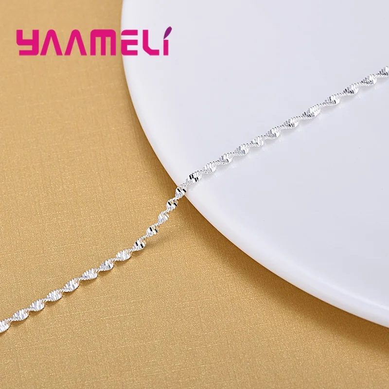 Charm 925 Sterling Silver Water Wave Chain Bracelet Solid Silver Fashion Women Girls Lady Fine Silver Jewelry