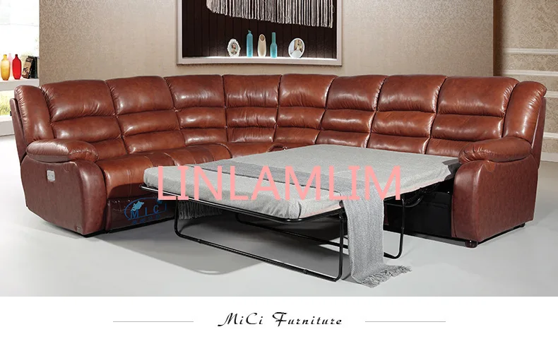 

living room Sofa bed set диван мебель кровать muebles de sala L shape recliner real genuine leather sofa cama puff asiento sala