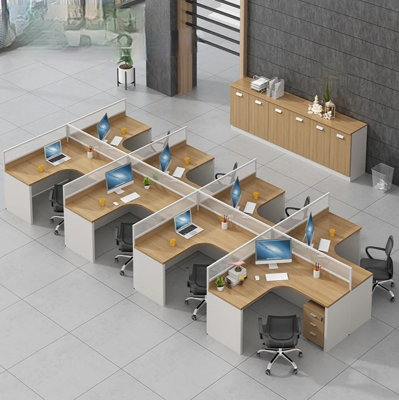 

Simple office furniture, modern computer desk, screen card holder, staff office desk and chair