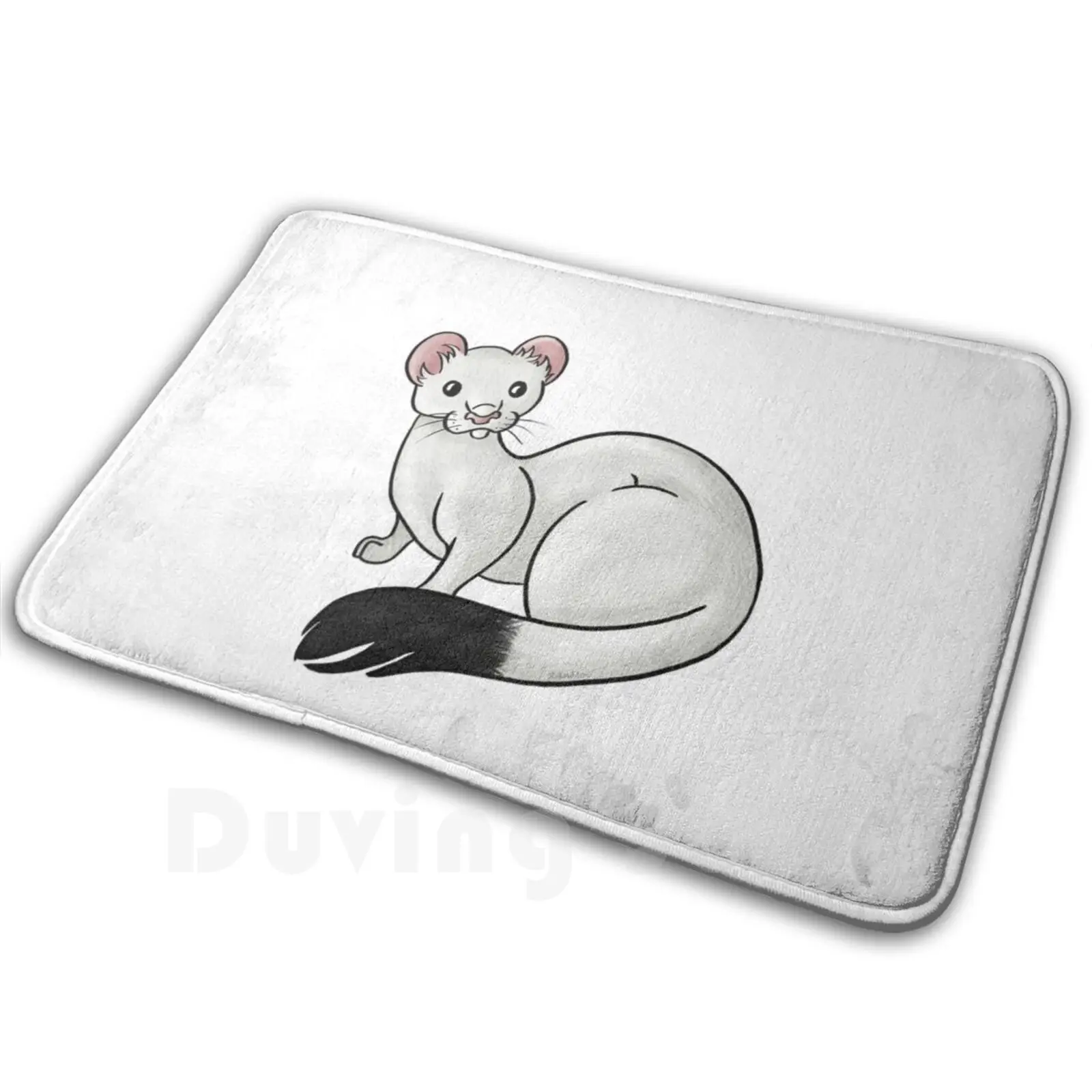 White Ermine Carpet Mat Rug Cushion Soft Non-Slip Ermine Ranmoi Animal Cute Britain Winter White Stubble Fur Ferret Small