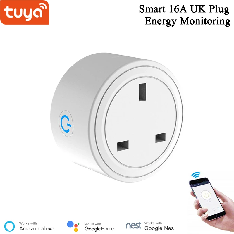 Smart Life 16A UK Smart Socket With Energy Monitoring WiFi Plug Compatible With Alexa Echo Google Nest APP Wireless Control