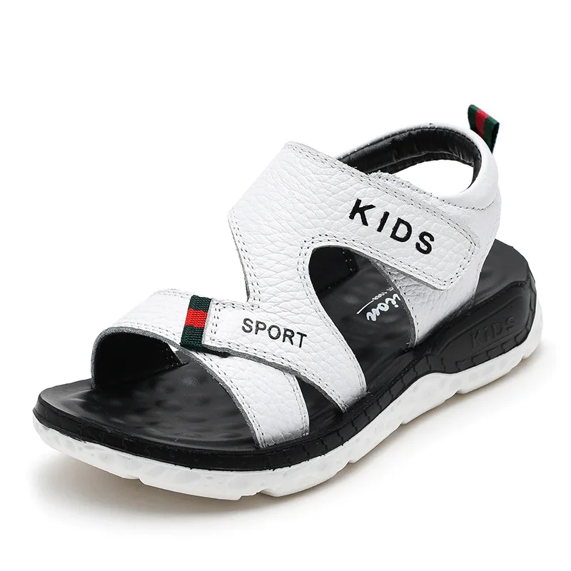 Children Sandals 2023 Summer New Fashion Boys Geniune Leather Sandals Kids Soft Bottom Non-slip Beach Sandals