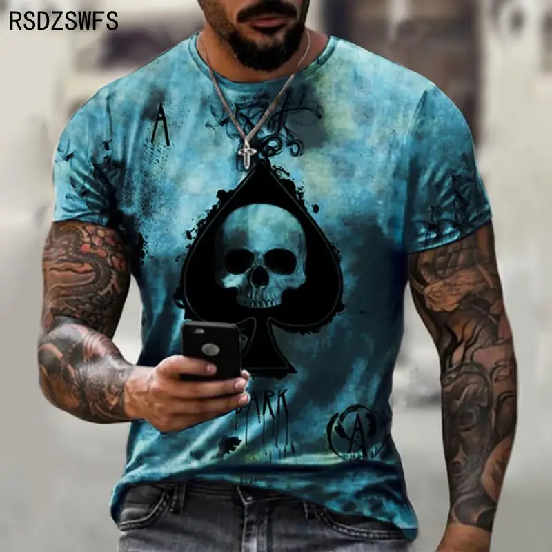 Summer Trend printing Cartoon wolf Men T-Shirt Fashion O-Neck Casual Short Sleeve Comfortable Hip Hop Street Oversized T-Shirt