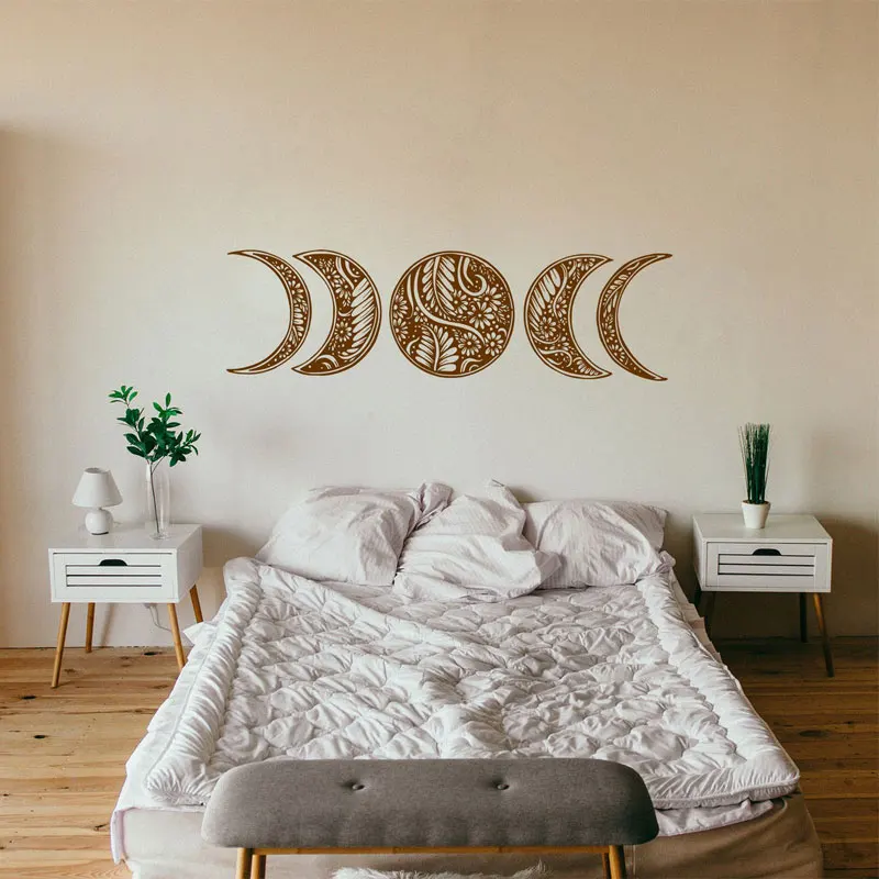 Mandala Boho Moon Phase Wall Sticker Vinyl Home Decor Bedroom Nursery Decoration Decals Bohemian Pattern Mural Wallpaper S178