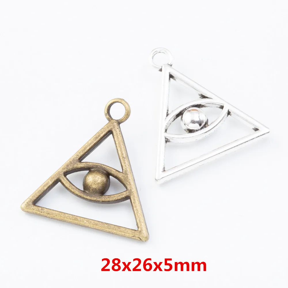 9 pcs Eye of Triangle Pendant Charm Antique bronze Zinc Alloy Bracelet Necklace DIY Metal Jewelry Findings 7834