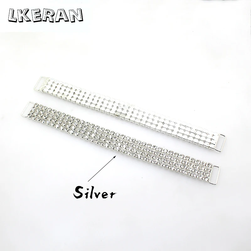 LKERAN 10Pcs 175mm fibbie per connettori a catena/Bikini con strass a quattro file per accessori per abiti da spalla