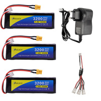 Upgrade 7.4V 3200mAh 35C 3S Lipo Battery with Charger cable for MJX Bugs 3 B3 RC Quadcopter Spare Parts 7.4V RC toy Battery part