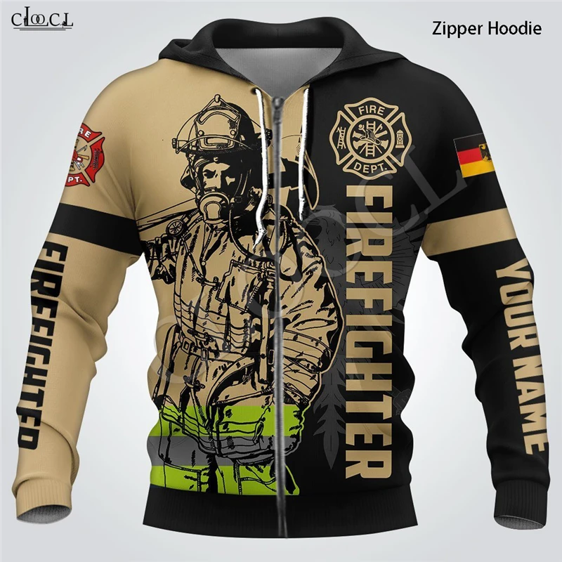 2021  New Style Men Women Firefighter Print Hoodie 3D Hooded Sweatshirt Fireman Long Sleeve Homme Clothes Pullovers Zipper Coat