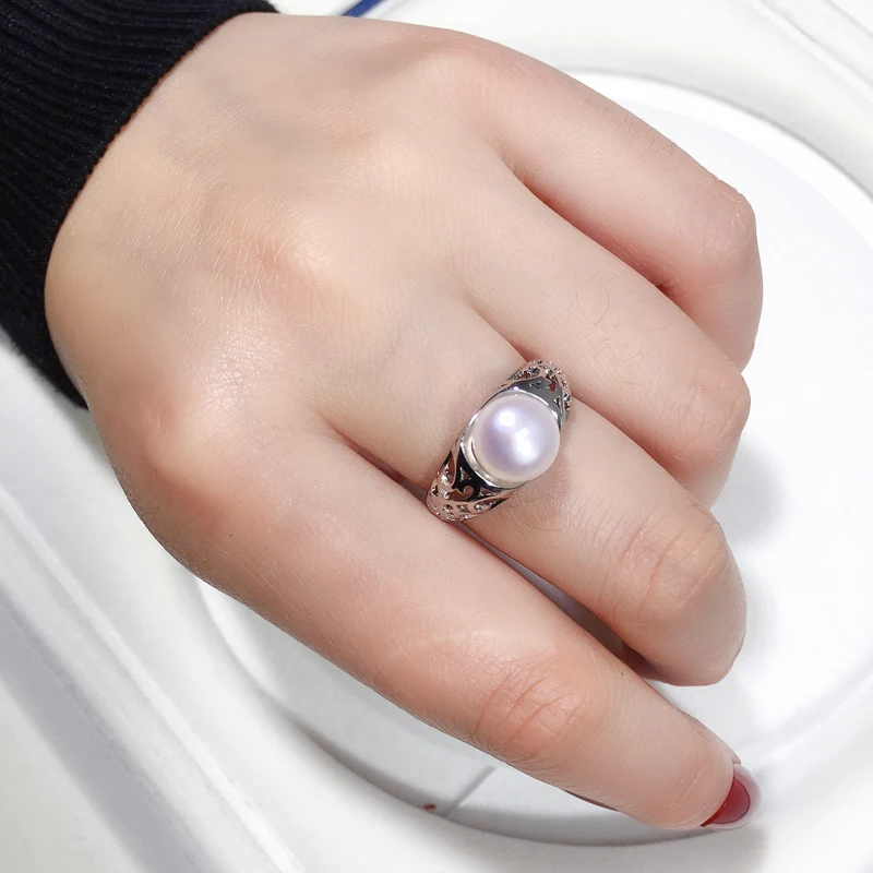 ZHBORUINI Pearl Ring Natural Freshwater Pearl Retro 925 Sterling Silver Good Quality Ring Jewelry For Women Drop Shipping G