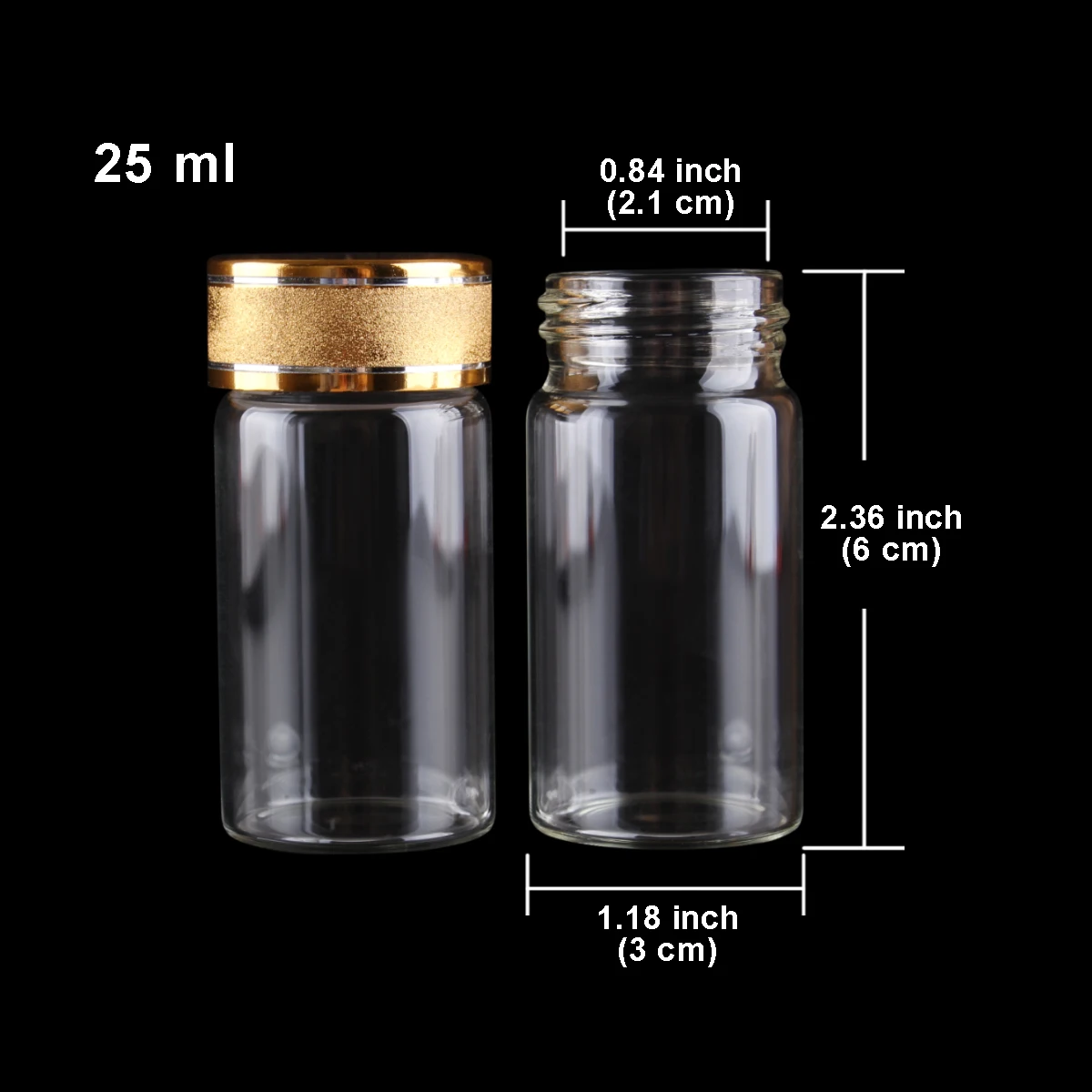 5pcs 25ml 30*60mm Perfume Bottles with Golden Frosted Caps Potion bottles Glass Bottles Glass Vials for Wedding Gifts