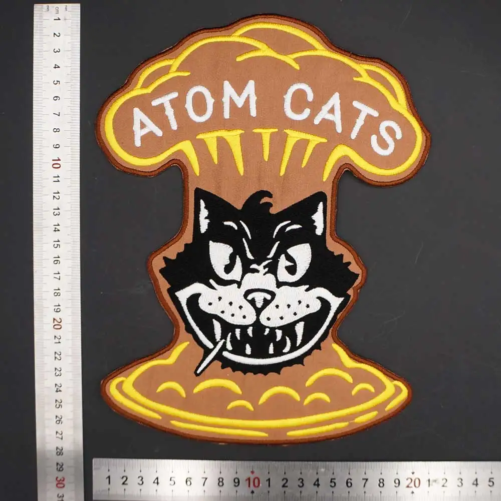 ATOM KATZEN Große Stickerei Biker Slowakisch Patch Aufkleber Für Kleidung