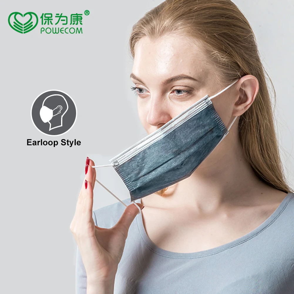 50-300Pcs 4-Layer POWECOM Disposable Mask Activated Carbon Mask Protective Face Mask For Adult Kids Respirator Masks Cubrebocas