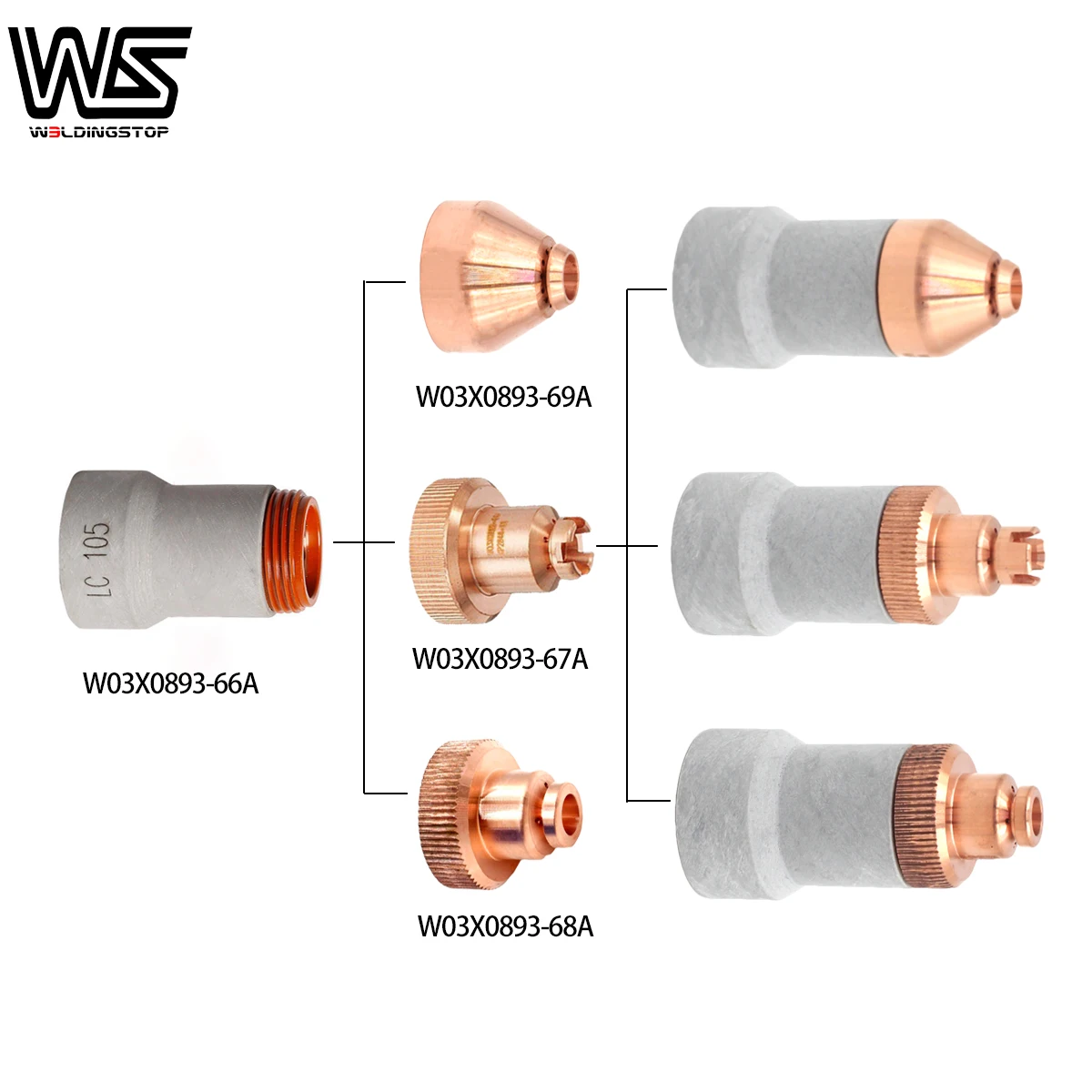 W03X0893-60A Plasma Electrode Nozzle Retaining Cap for LC105 Plasma Torch Tomahawk 1538 plasma cutter