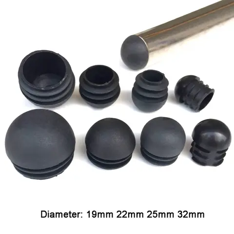 돔형 원형 플라스틱 블랙 블랭킹 엔드 캡, 튜브 파이프 인서트 플러그, 19mm, 22mm, 25mm, 32mm, 5 개, 10 개, 20 개, 50 개