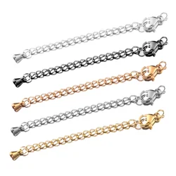 10pcs/lot Stainless Steel Lobster Clasps Extended Extension Tail Chain Connector for Jewelry Making Findings Bracelet Necklace