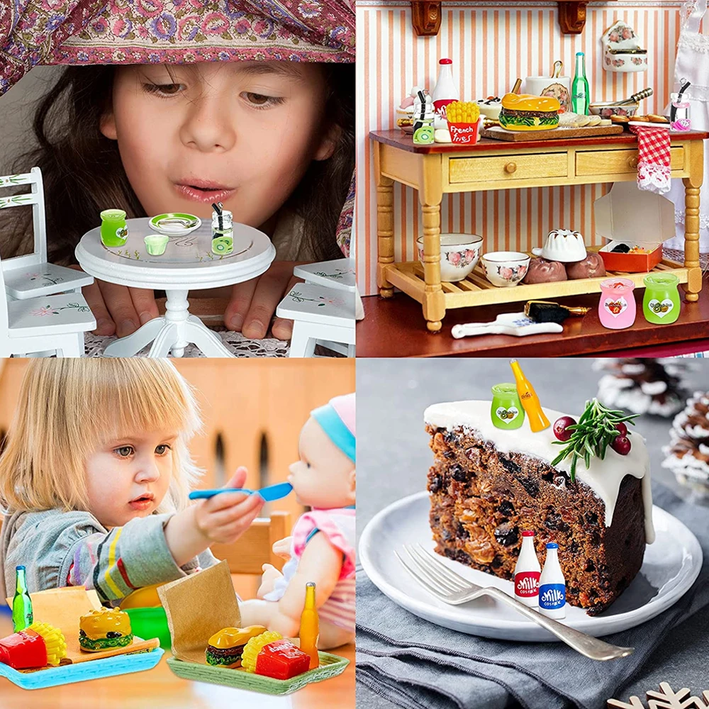 Juguete de comida en miniatura que se adapta a Barbies, accesorios para muñecas, hamburguesa, papas fritas, jugo de Cola, juego de comida rápida, juguetes de comida de simulación para muñeca BJD