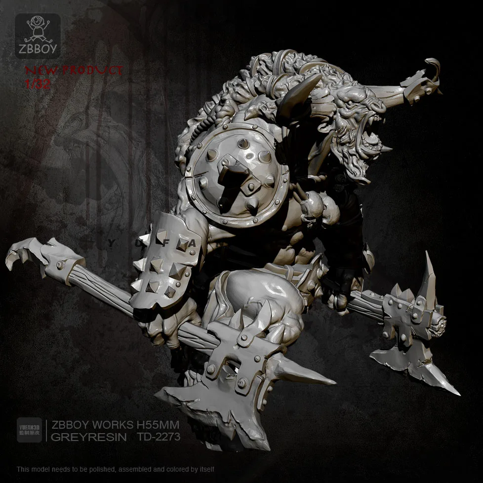 H55mm Resin Figure Kits Samurai Warrior with Double Axes Model Self-assembled TD-2273