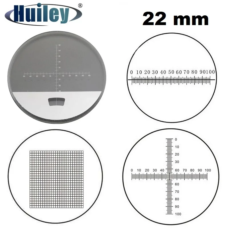 22mm Diameter Micrometer Scale Microscope Optical Eyepiece Scale Calibration Cross Ruler Grid Scale for Microscope Binoculars