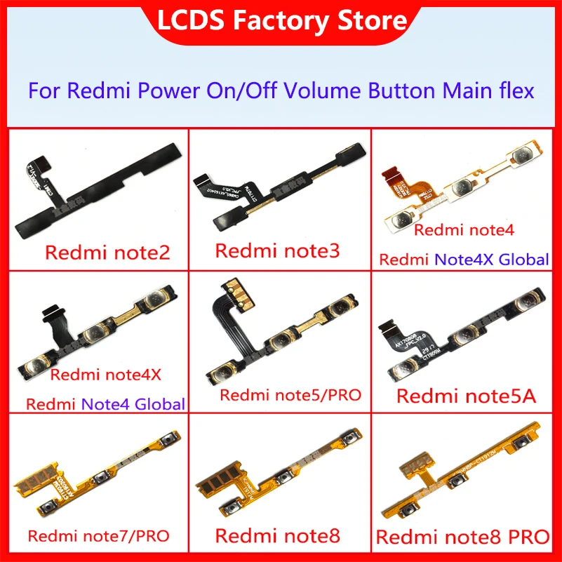 For Xiaomi Redmi Note 7 8  PRO 2 3 4 Special Edition 4X Global note5 pro note5A  Power Switch On Off Volume Button Flex Cable