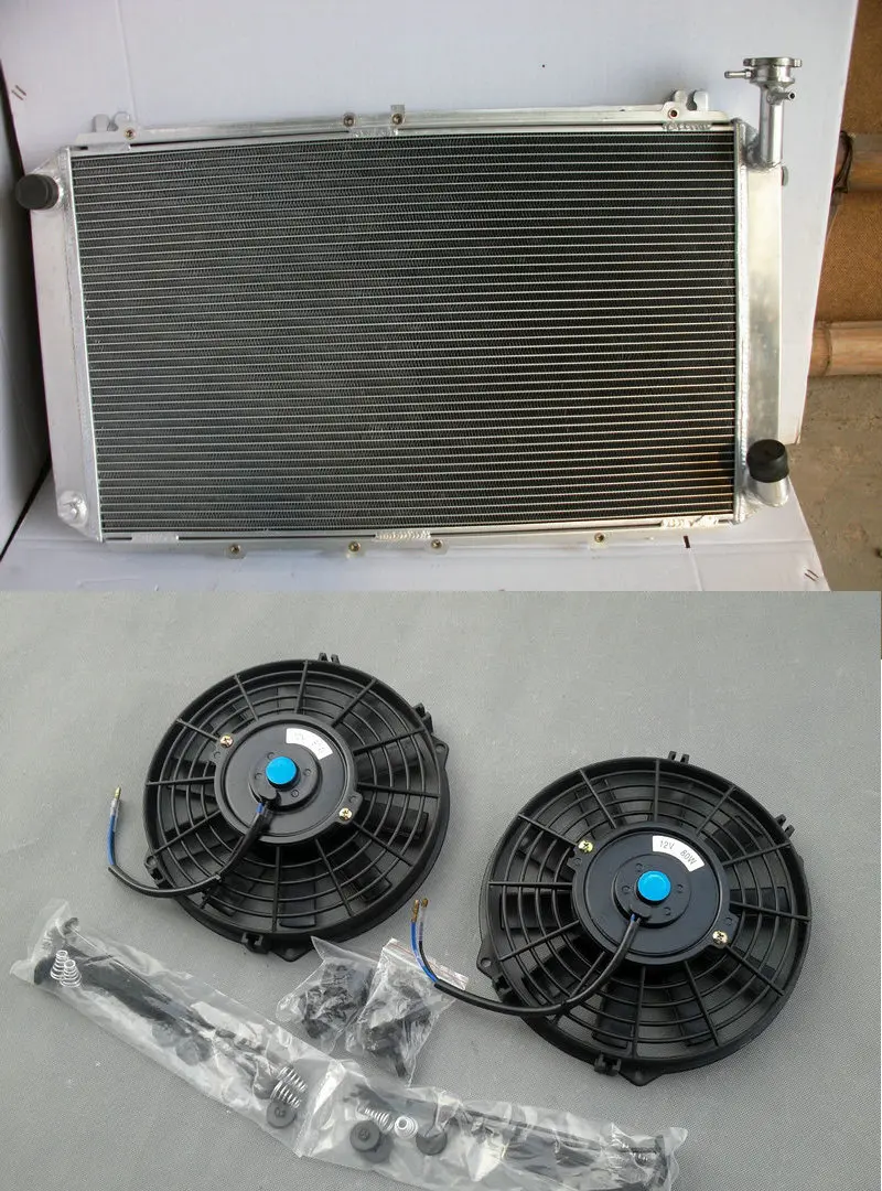 

Aluminum Radiator & Fan*2 For 1987-1997 NISSAN GQ PATROL Y60 4.2L Petrol TB42S TB42E MT 1988 1989 1990 1991 1992 1993 1994 95