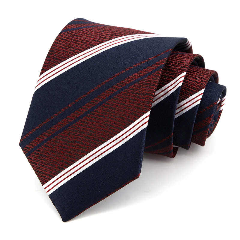 

2021 New High Quality Striped Ties For Men 8 CM Wide Dresses Necktie Fashion Formal Work Cravat Male Gift With Box