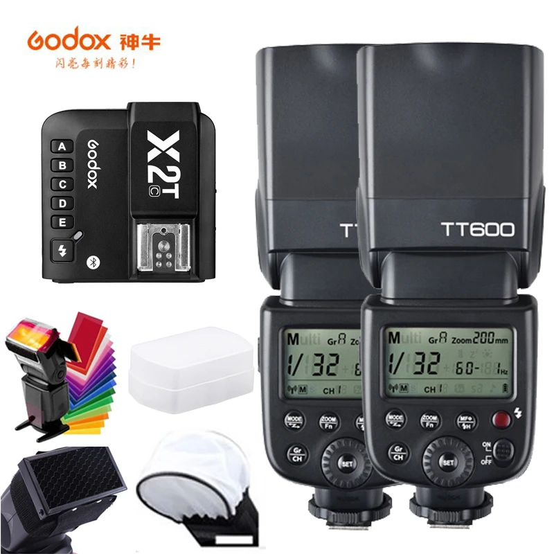 Godox Wireless Flash Speedlite Light, Gatilho para Canon, Nikon, Sony, Fuji, Olympus, TT600, TT600S, X2T-C, N, S, F, O, P, 1/8000s, 2,4G