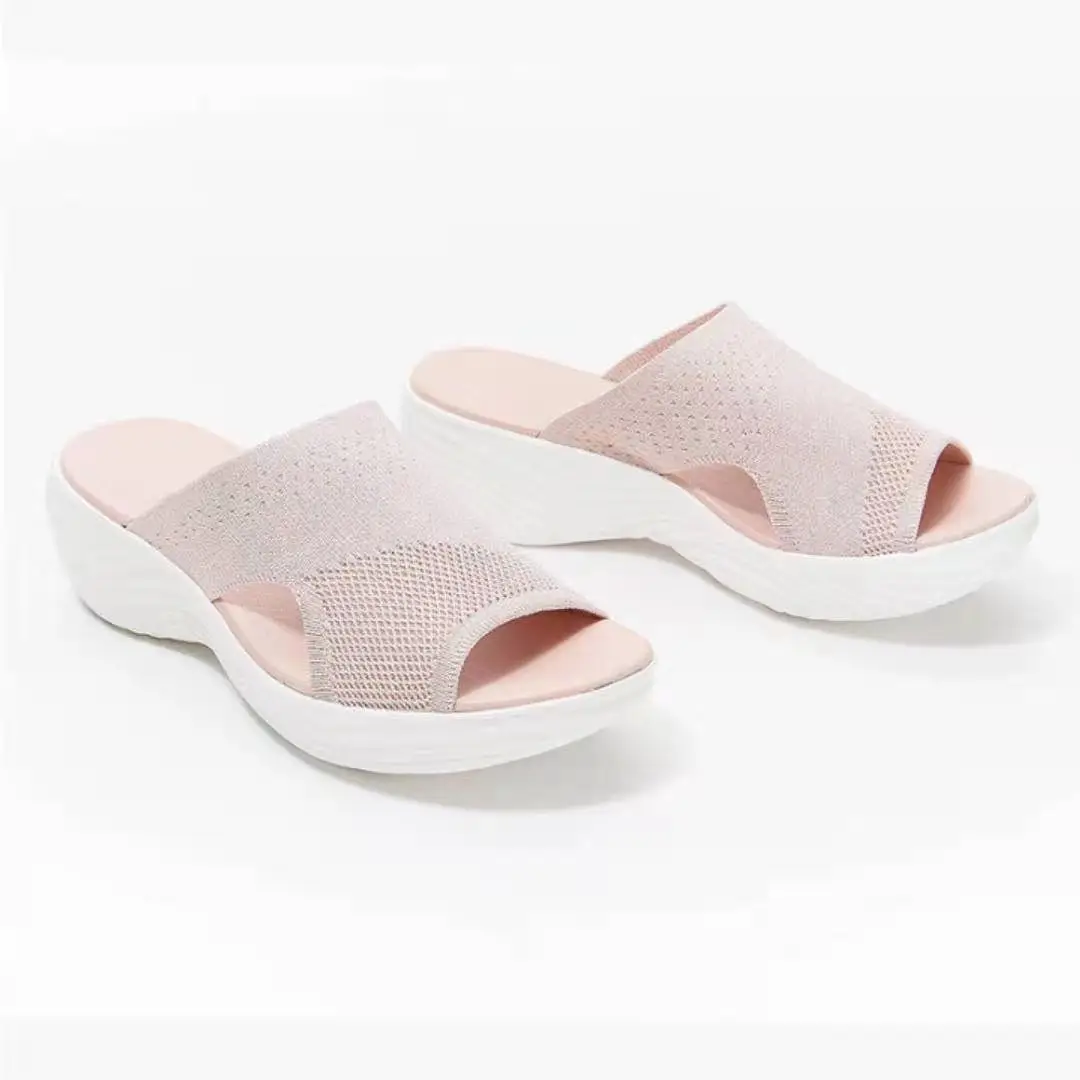 

Women's Shoes Summer 2021 Plus Size Wedge Platform Sandals Soft Bottom Beach Muje Ladies Outdoor Light Closed Toe Flat Slippers