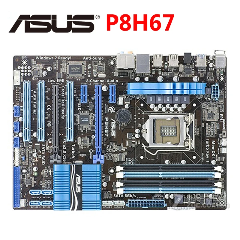 

Original ASUS P8H67 1333Mhz DDR3 P8 H67 Motherboard ATX USB3.0 32GB PCI-E X16 Desktop LGA 1155 Computer PC Mainboard Plate Used