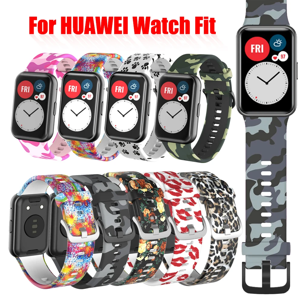 

Replacement Soft Silicone Watchband For Huawei Watch Fit Band Correa Smart Wrist Strap Wristband Printed Bracelet Accessories