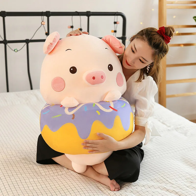 30/50cm Donuts Pig Plush Toys Piggy Plush Pillow Soft Stuffed Cartoon Pig Toys Ragdoll Pillow Sleeping Doll Birthday Gift Kids