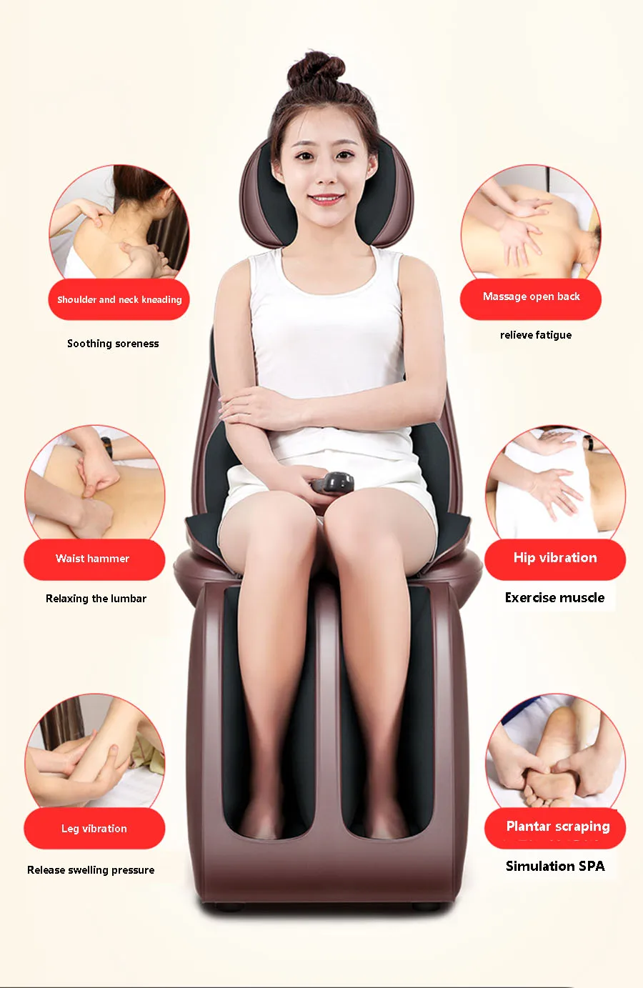 Cervical Vertebra Massager Neck Waist Back Shoulder Multi-Functional Whole Body Vibration Massage Chair Cushion Household