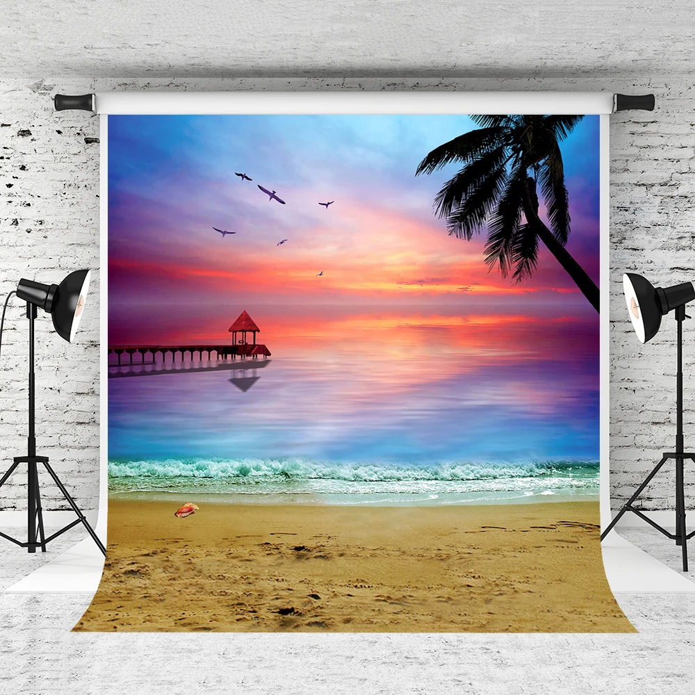 

VinylBDS 10X10FT Photography Background Summer Beach Background Scenic Photography Backdrops Newborn Background for Photo Studio