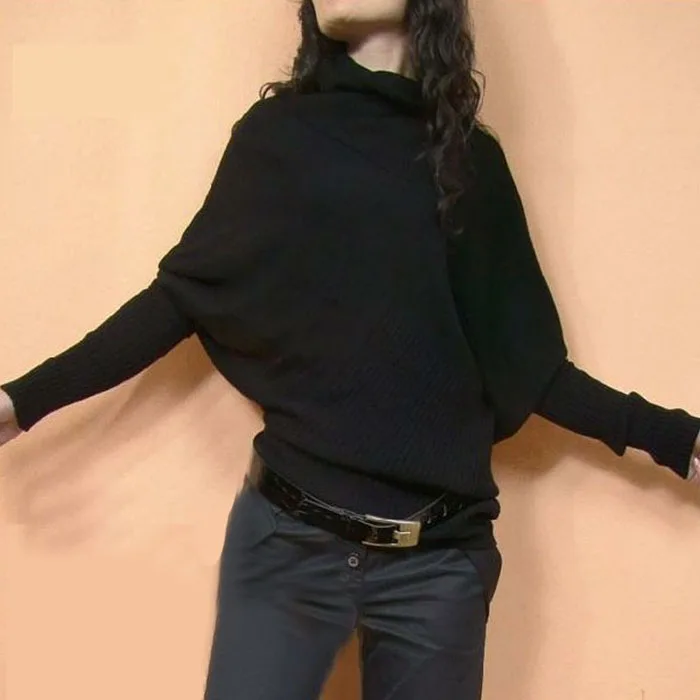 Women\'s Irregular Batwing Sweaters, Korean Style Knitwear, Girl Clothes, Plus Size, XXXL, Spring and Autumn Style, New