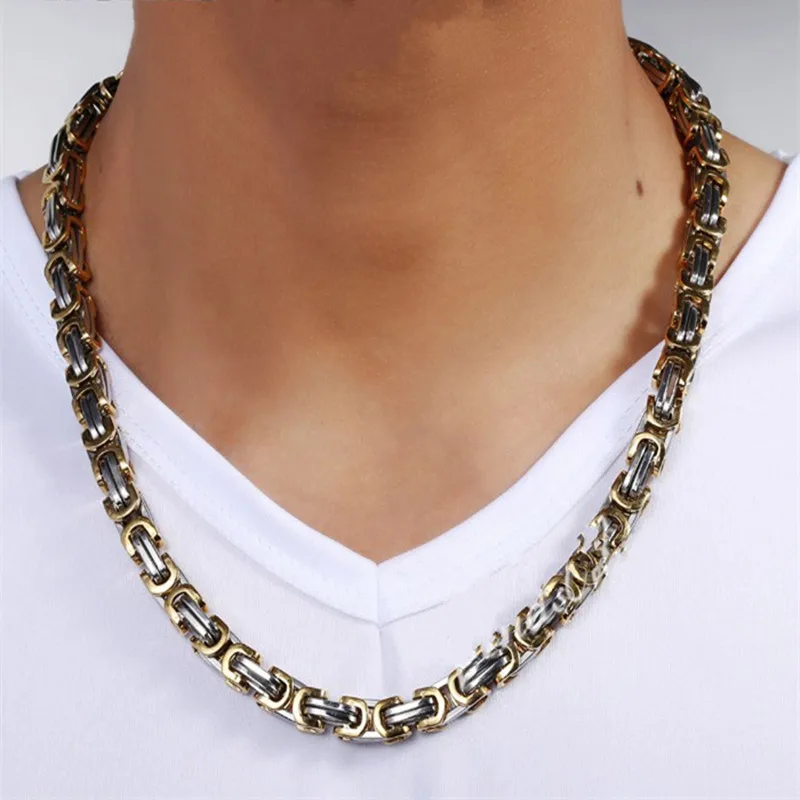 5/6/8/10mm Byzantine Box Chain Necklace Men Male Stainless Steel 22 inch Long Necklace Personalise Jewelry