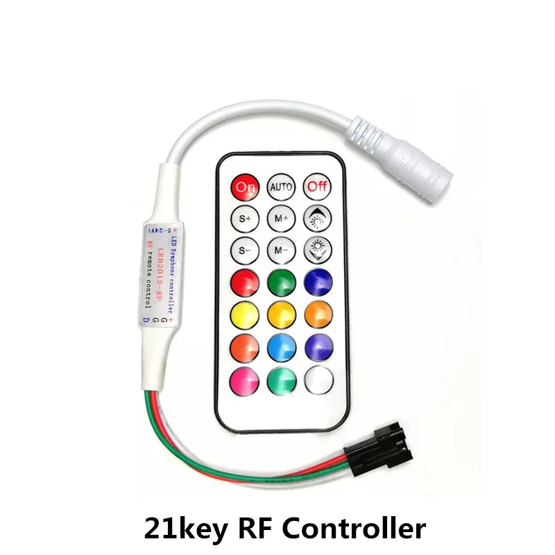 Contrôleur de bande lumineuse LED RF 14/17/21 touches, USB/DC, pour WS2811 WS2812B SK6812 1903, avec télécommande DC5-24V