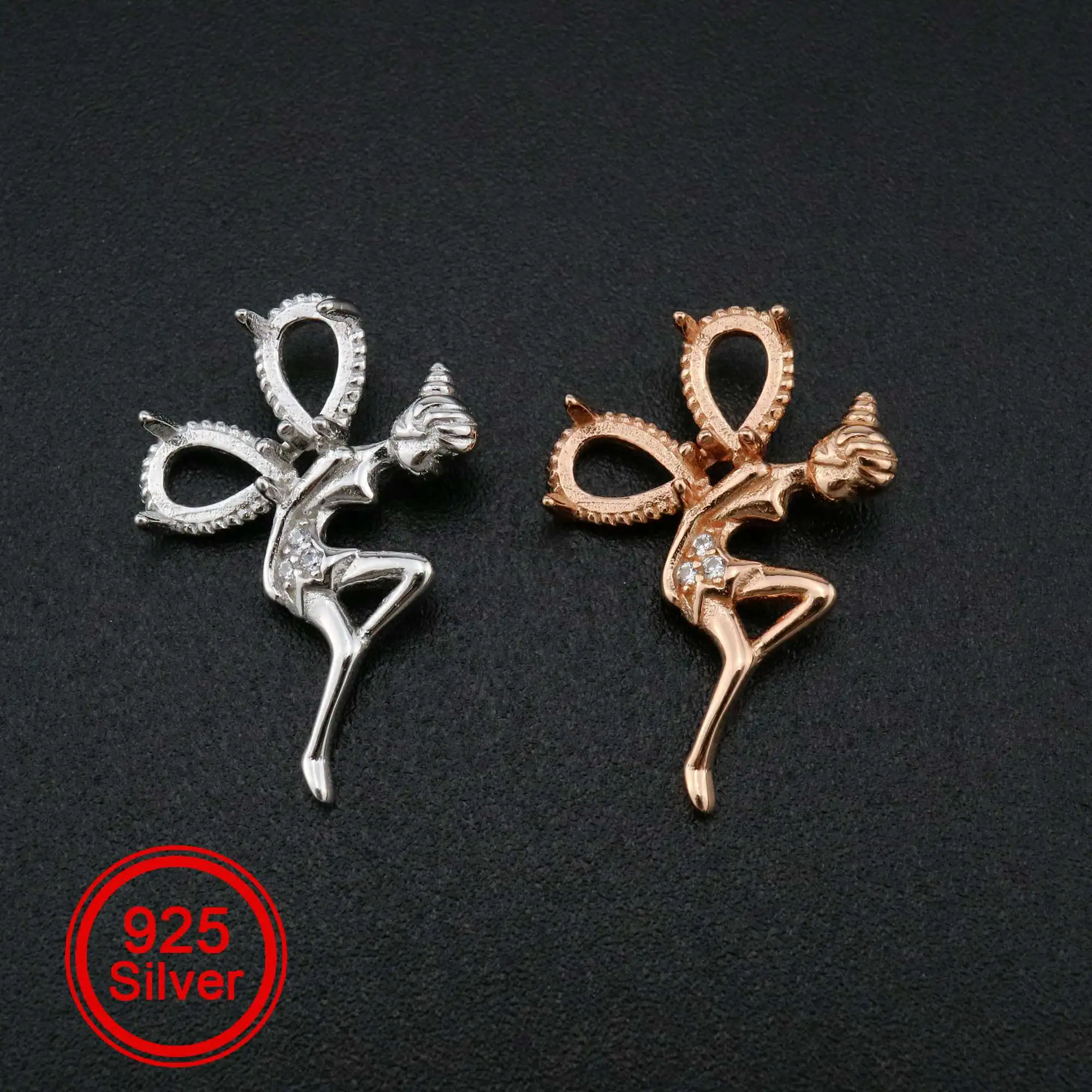 

1Pcs 4x6MM Pear Prong Pendant Settings Elf Fairy Rose Gold Plated Solid 925 Sterling Silver Charm Bezel Tray DIY Supplies1431058