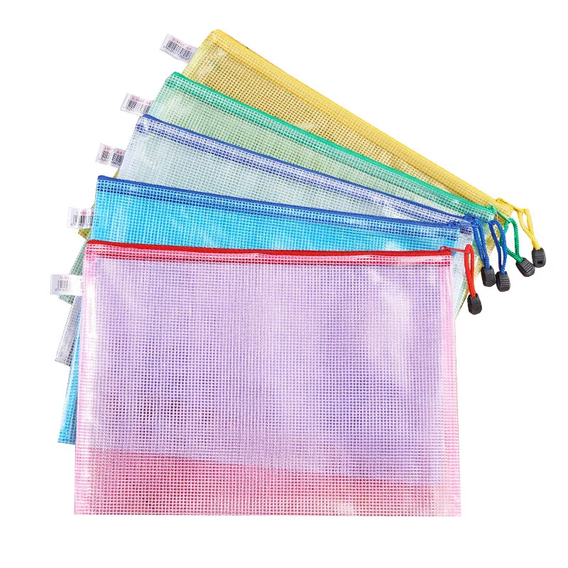 1PC A4 Document Bags Waterproof Zip Bag Paper Test Pen Filing Products Pocket Folder Office School Supplies Plastic File Folder