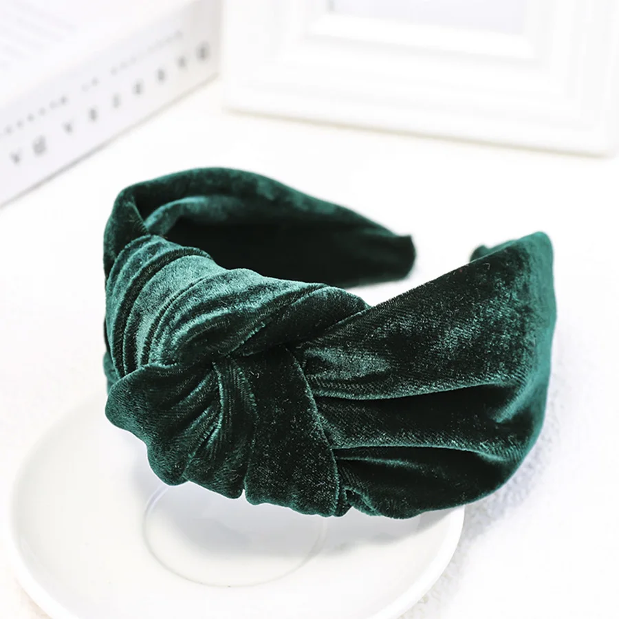 Haimeikang New Fashion Wide Side Women Headband Flannel Hairband Center Knot Headwear Top Quality Hair Accessories Wholesale