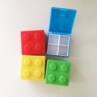 Building Block Pill Case Mini Portable 4 Grids Cordwood Toy Bricks Travel Capsule Storage Box Medicine Container For Traveling