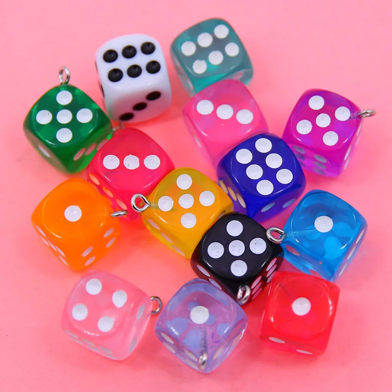 10Pcs 14X17MM Transparent Dice DIY Earring Pendants Miniature Figurines Resin Craft Cabochon Charms Making Accessories Wholesale