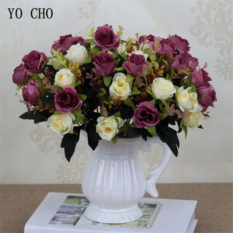 Hình Cho Mùa Thu Hoa Hồng Giả Nhân Tạo Flores Chùm Đỏ 6 Đầu Hoa Hồng Flores Nhà Cho Tiệc Cưới Hoa Lụa Hoa Hồng bó Hoa