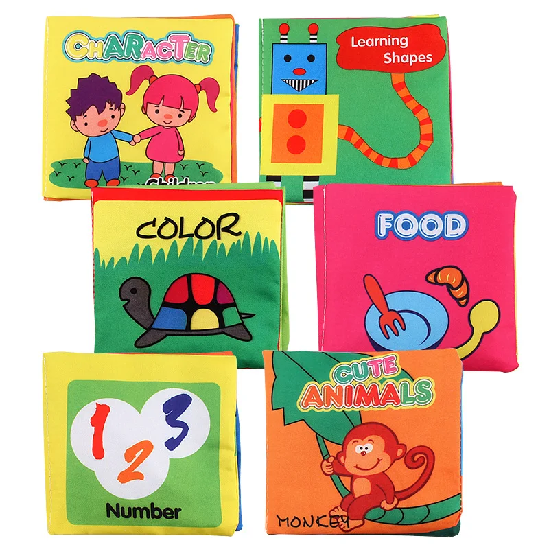 Infant Education Enlighten Cloth Book Paper Washable Infant Palm Book Wholesale 1 set of 6 books #2951