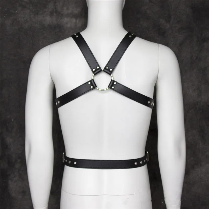 Leather Full Body Harness Men BDSM Gay Bondage Clothing Chest Harness Belt with Cock Ring Male Sissy Lingerie for Fetish Men Gay