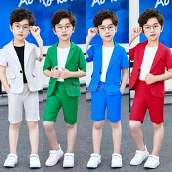 Dei ragazzi di Estate della Giacca Sportiva + Shorts 2Pcs Insieme Dei Vestiti Per Bambini Da Sposa Formale Di Compleanno Dei Bambini del Vestito Piano di Promenade Performance di Danza Costume