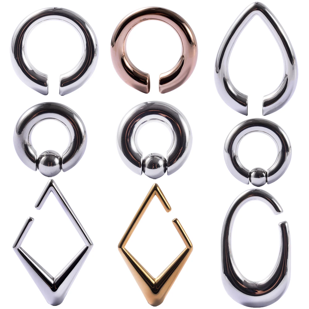 2pcs Stainless Steel Big Size Ear Piercing Weights Stretcher Expander Ear Gauges Tunnel Nose Septum Rings Earrings Body Jewelry