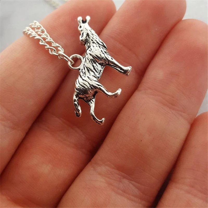 Wolf Necklace, Silver Color Chain, Mens Necklace Wolf Jewelry, Howling Wolf Pendant, Gifts for Wolf Lovers