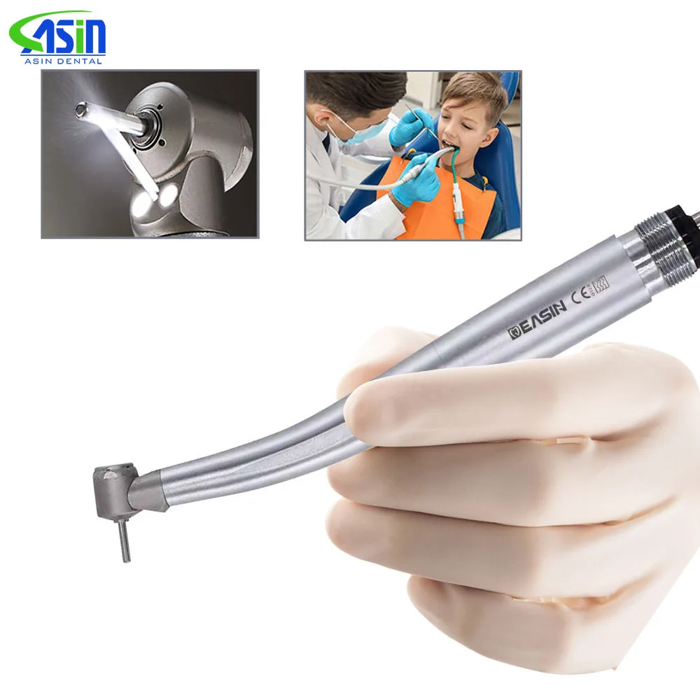 Dental LED High Speed Handpiece Mini Head Dental Air Turbine with Double LED Single Water Spray Children 2/4Holes B2/M4