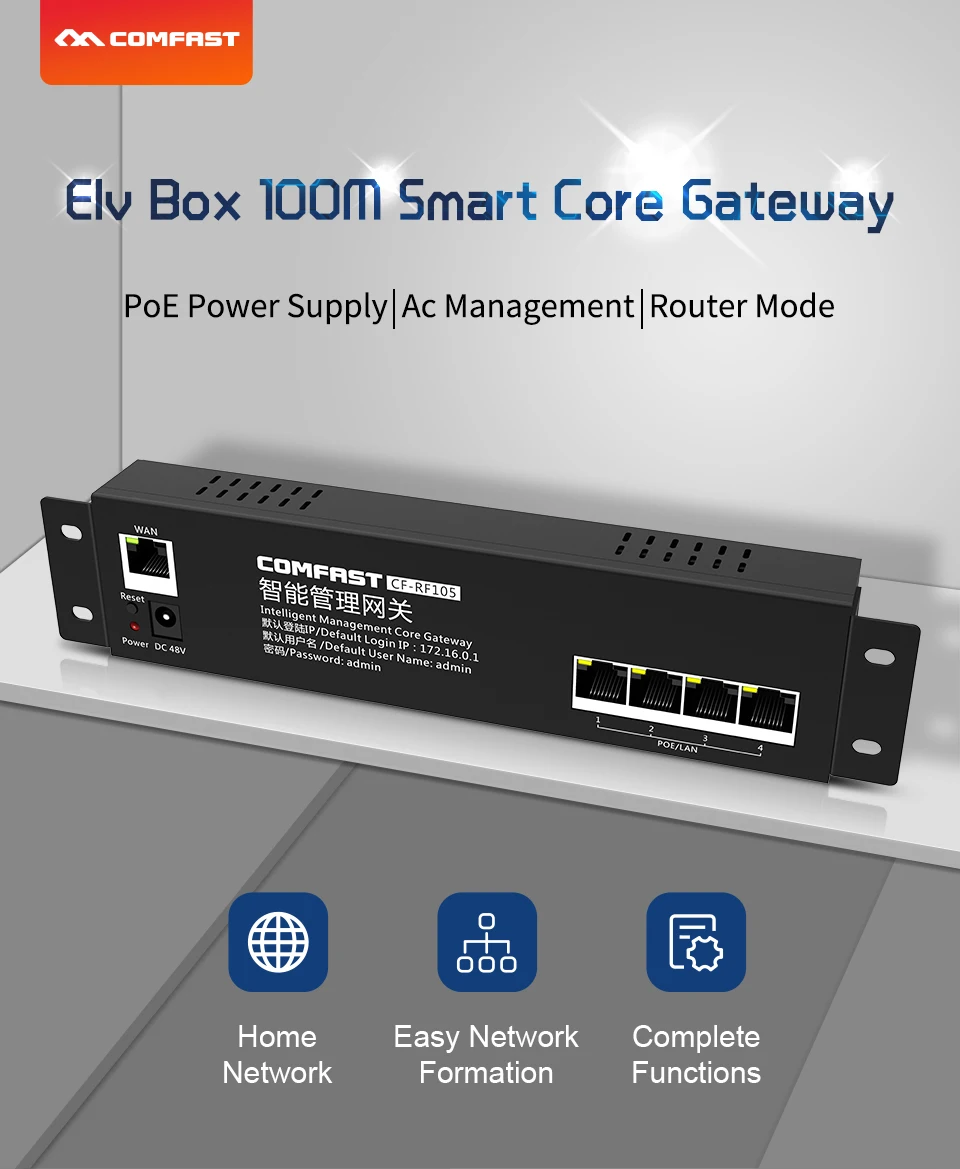 COMFAST CF-RF105 4 Port POE Power Supply Wifi AC Router Home Hotel Seamless Roaming/Intelligent Network Flow Control Core Router